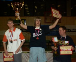 Moscow Cup 2006 - medailisté turnaje. Zleva: Yanis Galuzo, Michal Hvižď a Stefan Edwall